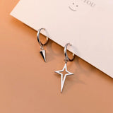 TrustDavis 925 Sterling Silver Asymmetrical Cross Cone Hoop Earrings for Women