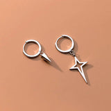 TrustDavis 925 Sterling Silver Asymmetrical Cross Cone Hoop Earrings for Women