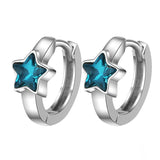 Fanqieliu Crystal Star Hoop Earrings 925 Silver Needle Jewelry