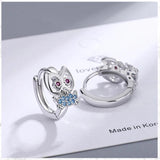 925 Silver Crystal Owl Hoop Earrings For Women FQL21469