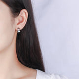 925 Silver Crystal Owl Hoop Earrings For Women FQL21469
