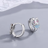 925 Silver Crystal Owl Hoop Earrings For Women FQL21469