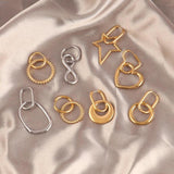 Stainless Steel Geometric Circle Pendant Hoop Earrings