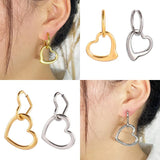 Stainless Steel Geometric Circle Pendant Hoop Earrings