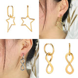 Stainless Steel Geometric Circle Pendant Hoop Earrings