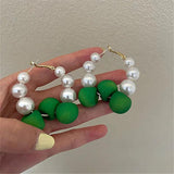 Geometric Beaded Hoop Earrings Minimalism Party Jewelry