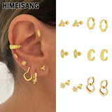 Silver Filled Dangle Earrings For Women EarCuffs Zircon Piercing Stud