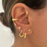 Silver Filled Dangle Earrings For Women EarCuffs Zircon Piercing Stud