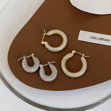Vintage Zircon Silver Blingbling Hoop Earrings Crystal Statement Earring