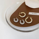 Vintage Zircon Silver Blingbling Hoop Earrings Crystal Statement Earring