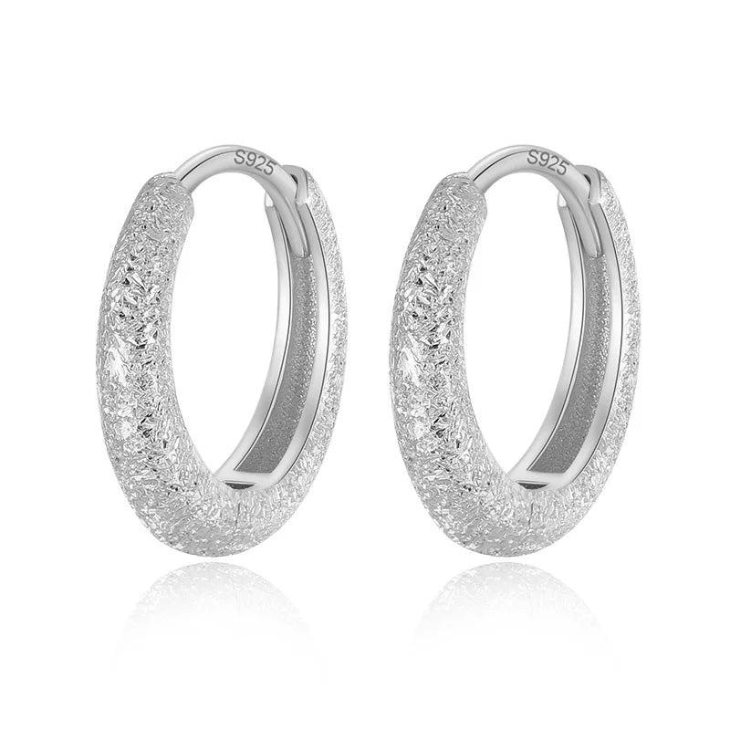925 Silver 18K Arenaceous Hoop Earrings Wedding Birthday Jewelry DG0042