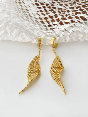 Golden Mesh Dangle Hoop Earrings for Women