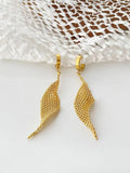 Golden Mesh Dangle Hoop Earrings for Women