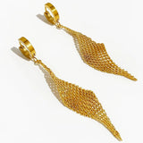 Golden Mesh Dangle Hoop Earrings for Women