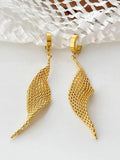 Golden Mesh Dangle Hoop Earrings for Women
