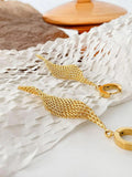 Golden Mesh Dangle Hoop Earrings for Women