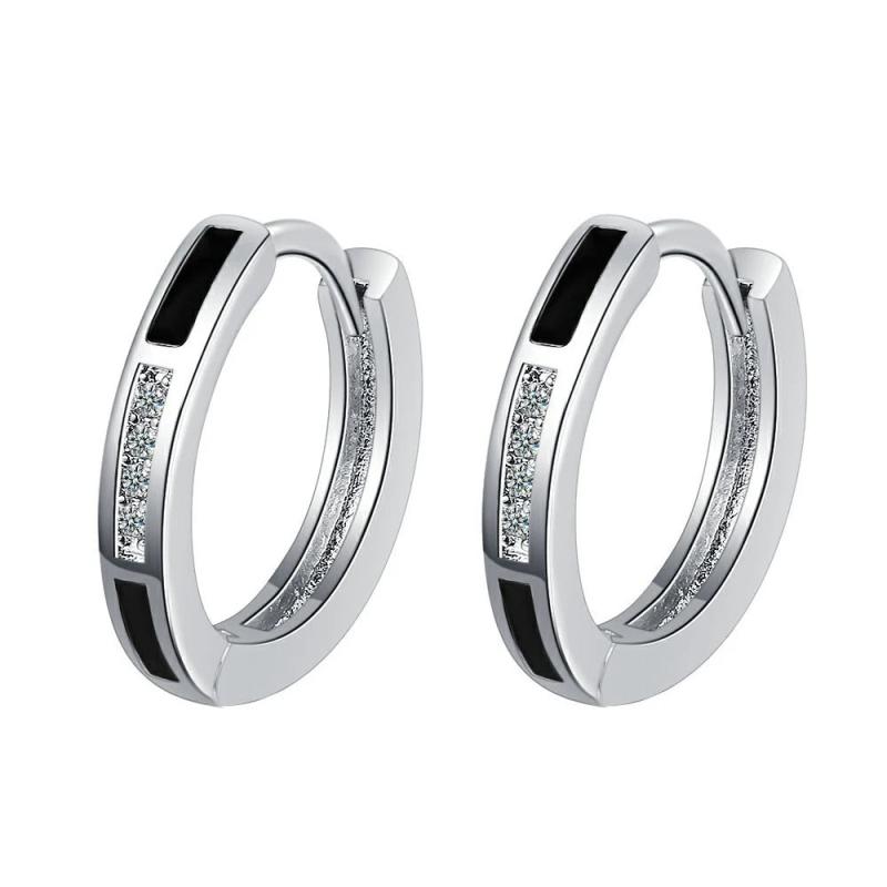 925 Silver Round Czech Zircon Hoop Earrings For Women FQL21291
