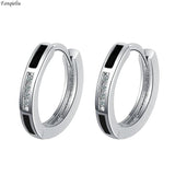 925 Silver Round Czech Zircon Hoop Earrings For Women FQL21291