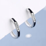 925 Silver Round Czech Zircon Hoop Earrings For Women FQL21291