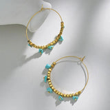 Colorful Stone Beaded Charm Hoop Earrings for Women
