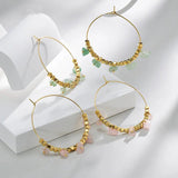 Colorful Stone Beaded Charm Hoop Earrings for Women