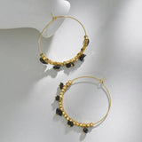 Colorful Stone Beaded Charm Hoop Earrings for Women