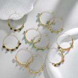 Colorful Stone Beaded Charm Hoop Earrings for Women