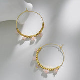 Colorful Stone Beaded Charm Hoop Earrings for Women