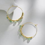 Colorful Stone Beaded Charm Hoop Earrings for Women