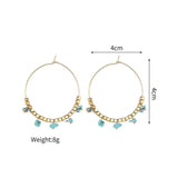 Colorful Stone Beaded Charm Hoop Earrings for Women