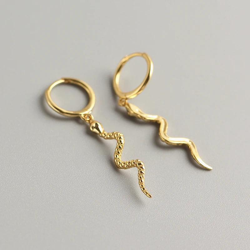 925 Silver Snake Hoop Earrings Elephant Pendant Punk Jewelry
