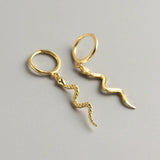 925 Silver Snake Hoop Earrings Elephant Pendant Punk Jewelry