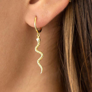 925 Silver Snake Hoop Earrings Elephant Pendant Punk Jewelry
