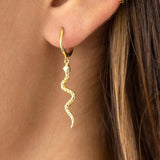 925 Silver Snake Hoop Earrings Elephant Pendant Punk Jewelry
