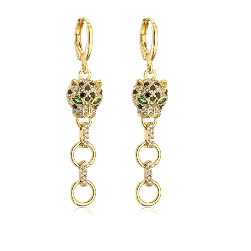 Zircon Leopard Earrings Hip-Hop Jewelry