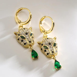 Zircon Leopard Earrings Hip-Hop Jewelry