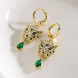 Zircon Leopard Earrings Hip-Hop Jewelry