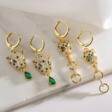 Zircon Leopard Earrings Hip-Hop Jewelry