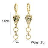 Zircon Leopard Earrings Hip-Hop Jewelry