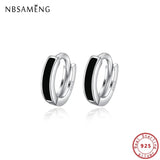 925 Sterling Silver Hoop Earrings Enamel Piercing Earings