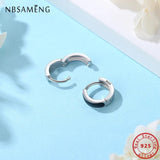 925 Sterling Silver Hoop Earrings Enamel Piercing Earings