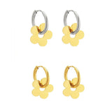 Romantic Flower Earrings Stainless Steel Huggie Hoops