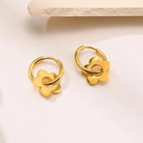 Romantic Flower Earrings Stainless Steel Huggie Hoops