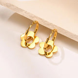 Romantic Flower Earrings Stainless Steel Huggie Hoops