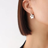 Romantic Flower Earrings Stainless Steel Huggie Hoops