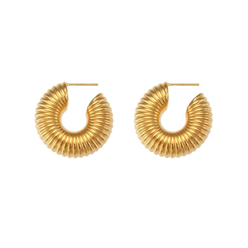 Chunky Cylinder Hoop Earrings For Woman PVD Plated