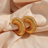 Chunky Cylinder Hoop Earrings For Woman PVD Plated