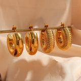Chunky Cylinder Hoop Earrings For Woman PVD Plated