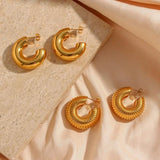 Chunky Cylinder Hoop Earrings For Woman PVD Plated
