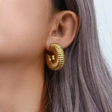 Chunky Cylinder Hoop Earrings For Woman PVD Plated